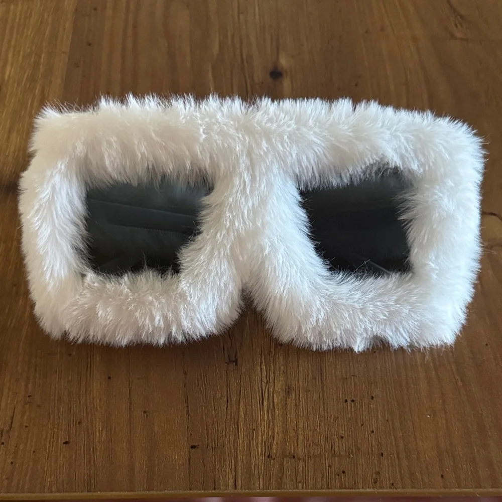 Luxurious White Furry Sunglasses